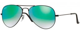 Gafas de Sol - Ray-Ban® - Ray-Ban® RB3025 AVIATOR LARGE METAL - 002/4J SHINY BLACK // MIRROR GREEN GRADIENT