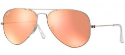 Sunglasses - Ray-Ban® - Ray-Ban® RB3025 AVIATOR LARGE METAL - 019/Z2 MATTE SILVER // BROWN MIRROR PINK