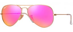 Gafas de Sol - Ray-Ban® - Ray-Ban® RB3025 AVIATOR LARGE METAL - 112/1Q MATTE GOLD  // BROWN MIRROR FUCSIA POLARIZED