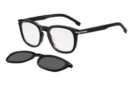 Monturas - BOSS Hugo Boss - BOSS 1725/G/CS - QF6 (M9) BLACK STRIPED WHITE // CLEAR + CLIP ON GREY POLARIZED