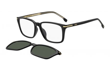 Monturas - BOSS Hugo Boss - BOSS 1847/G/C - 807 (UC) BLACK // CLEAR + CLIP ON GREEN POLARIZED