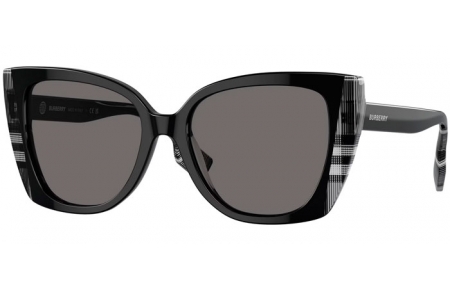 Sunglasses - Burberry - BE4393 MERYL - 405181  BLACK CHECK WHITE BLACK // DARK GREY POLARIZED