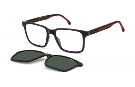 Monturas - Carrera - CA 8069/CS - BLX (UC) MATTE BLACK RED // CLEAR + CLIP ON GREEN POLARIZED
