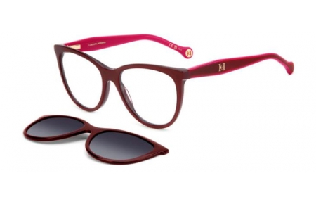 Sunglasses - Carolina Herrera - HER 0259/CS - LHF (WJ) BURGUNDY // CLEAR + CLIP ON GREY GRADIENT POLARIZED