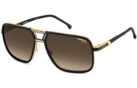 Lunettes de soleil - Carrera - CARRERA 1071/S - I46 (86) MATTE BLACK GOLD // BLACK BROWN GRADIENT GREEN ANTIREFLECTION