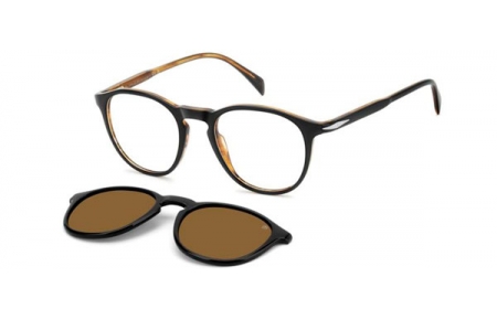 Lunettes de vue - David Beckham Eyewear - DB 1018/C - 05K (SP) BLACK STRIPED BROWN // CLEAR + CLIP ON BRONZE POLARIZED