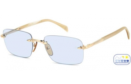 Sunglasses - David Beckham Eyewear - DB 1195/S - IDA (QZ) GOLD BEIGE HORN // AZURE PHOTOCHROMIC