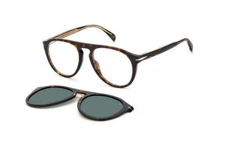 Frames - David Beckham Eyewear - DB 7032/G/CS - 086 (UC) DARK HAVANA // CLEAR + CLIP ON GREEN POLARIZED