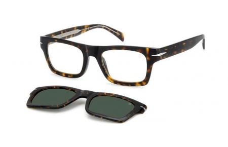 Lunettes de soleil - David Beckham Eyewear - DB 7129/CS - 086 (UC) HAVANA // CLEAR + CLIP ON GREEN POLARIZED