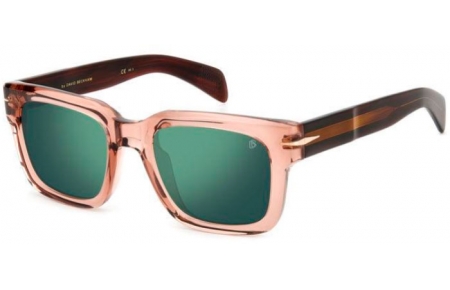 Sunglasses - David Beckham Eyewear - DB 7100/S - ASA (MT) PINK STRIPED BROWN // GREEN MIRROR