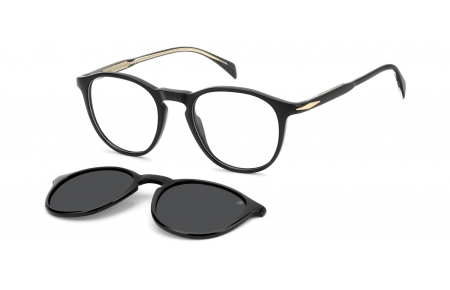 Monturas - David Beckham Eyewear - DB 1018/C - 807 (M9) BLACK // CLEAR + CLIP ON GREY POLARIZED