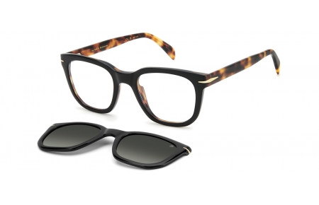 Monturas - David Beckham Eyewear - DB 7043/CS - WR7 (LB) BLACK HAVANA // + CLIP ON GREEN GRADIENT POLARIZED