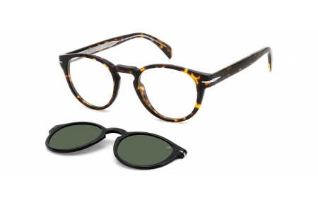 Monturas - David Beckham Eyewear - DB 7104/CS - 086 (UC) HAVANA // CLEAR + CLIP ON GREEN POLARIZED