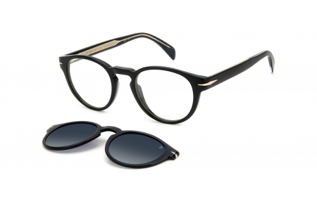 Monturas - David Beckham Eyewear - DB 7104/CS - 807 (WJ) BLACK // CLEAR + CLIP ON GREY GRADIENT POLARIZED