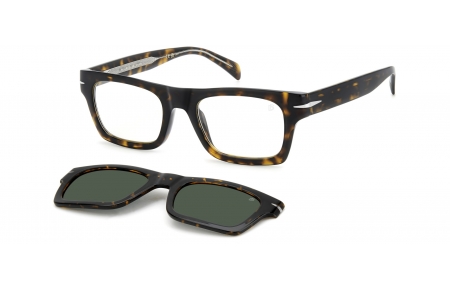 Monturas - David Beckham Eyewear - DB 7129/CS - 086 (UC) HAVANA // CLEAR + CLIP ON GREEN POLARIZED
