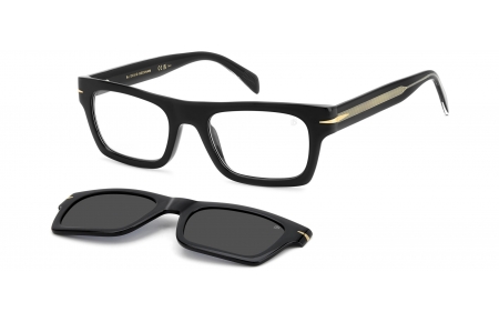 Monturas - David Beckham Eyewear - DB 7129/CS - 807 (M9) BLACK // CLEAR + CLIP ON GREY POLARIZED