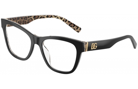 Monturas - Dolce & Gabbana - DG3430 - 3299  BLACK ON LEOPARD BROWN