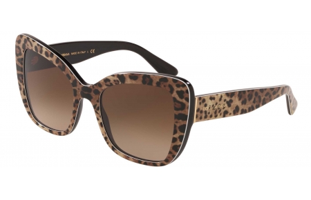 Gafas de Sol - Dolce & Gabbana - DG4348 - 316313 LEOPARD BROWN ON BLACK // BROWN GRADIENT