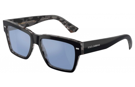 Gafas de Sol - Dolce & Gabbana - DG4431 - 34031U  BLACK ON GREY HAVANA // LIGHT BLUE MIRROR SILVER