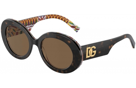Gafas de Sol - Dolce & Gabbana - DG4448 - 321773  HAVANA ON WHITE BARROW // DARK BROWN