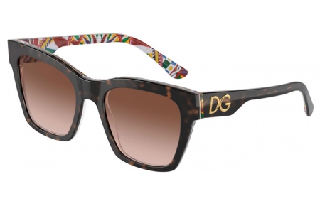 Gafas de Sol - Dolce & Gabbana - DG4384 - 321773  HAVANA ON WHITE BARROW // BROWN GRADIENT