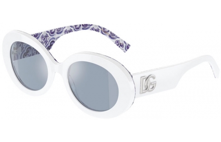Gafas de Sol - Dolce & Gabbana - DG4448 - 337155  WHITE MAYOLIC ON BLUE // LIGHT BLUE MIRROR SILVER