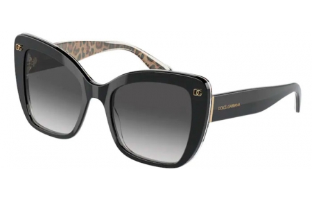 Lunettes de soleil - Dolce & Gabbana - DG4348 - 32998G TOP BLACK ON LEO BROWN // GREY GRADIENT