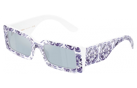 Lunettes de soleil - Dolce & Gabbana - DG4416 - 345155  BLUE MAYOLICA ON WHITE // LIGHT BLUE MIRROR SILVER