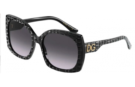 Lunettes de soleil - Dolce & Gabbana - DG4385 - 32888G BLACK TEXTURE COCCO // LIGHT GREY BLACK GRADIENT