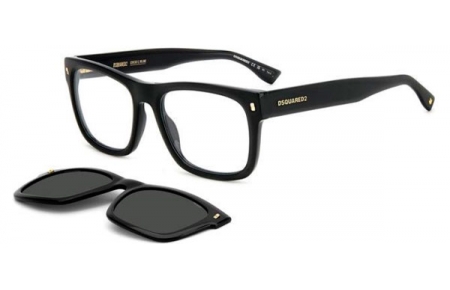 Gafas de Sol - Dsquared2 - D2 0100/CS - 807 (M9) BLACK // CLEAR + CLIP ON GREY POLARIZED