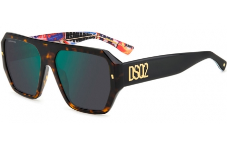 Lunettes de soleil - Dsquared2 - D2 0128/S - 2VM (MT) HAVANA PATTERNED // GREEN MIRROR