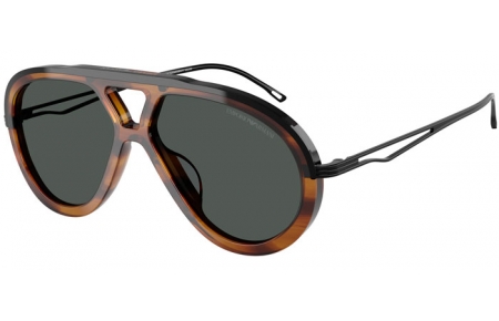 Gafas de Sol - Emporio Armani - EA4242U - 621287  SHINY STRIPED BROWN // DARK GREY