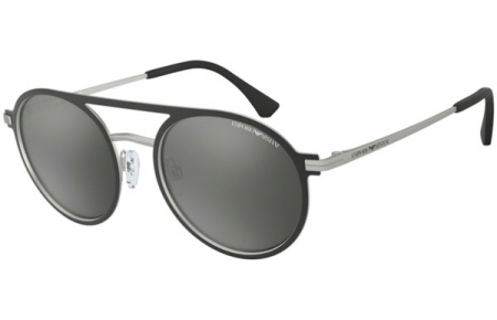 Sunglasses - Emporio Armani - EA2080 - 30016G MATTE BLACK MATTE SILVER // LIGHT GREY SILVER 80 MIRROR