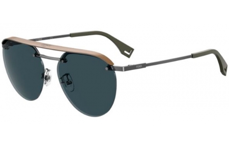 Sunglasses - Fendi - FF M0096/S - CVW (KU) DARK RUTHENIUM // BLUE GREY