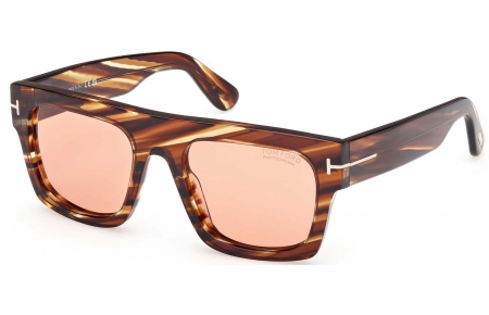 Gafas de Sol - Tom Ford - FT0711 FAUSTO - 53E  STRIPED BROWN // LIGHT BURGUNDY