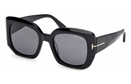 Gafas de Sol - Tom Ford - FT1220 CARLA-02 - 01D  SHINY BLACK // GREY POLARIZED