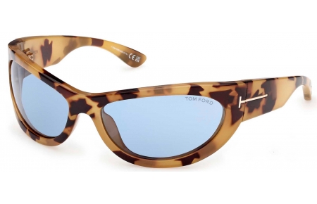 Gafas de Sol - Tom Ford - FT1365 LEONA-02 - 56V  HAVANA HONEY // LIGHT BLUE