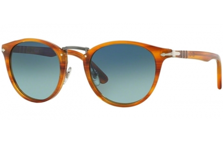 Sunglasses - Persol - PO3108S TYPEWRITER EDITION - 960/S3 STRIPED BROWN // LIGHT BLUE GRADIENT BLUE POLARIZED