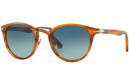 Gafas de Sol - Persol - PO3108S TYPEWRITER EDITION - 960/S3 STRIPED BROWN // LIGHT BLUE GRADIENT BLUE POLARIZED