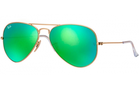 Gafas de Sol - Ray-Ban® - Ray-Ban® RB3025 AVIATOR LARGE METAL - 112/19 MATTE GOLD // CRYSTAL GREEN MIRROR MULTILAYER GREEN