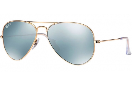 Sunglasses - Ray-Ban® - Ray-Ban® RB3025 AVIATOR LARGE METAL - 112/W3 MATTE GOLD // DARK GREY MIRROR POLARIZED
