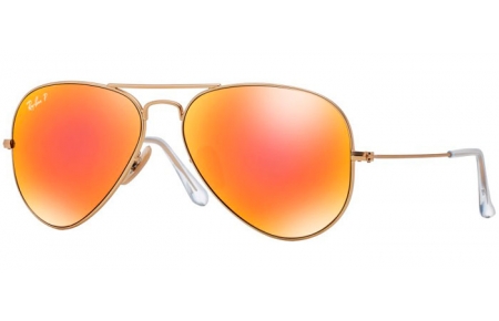 Gafas de Sol - Ray-Ban® - Ray-Ban® RB3025 AVIATOR LARGE METAL - 112/4D  MATTE GOLD // BROWN MIRROR RED POLARIZED