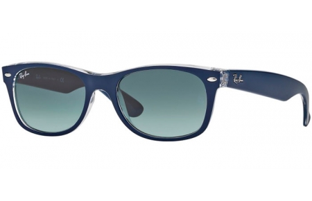 Sunglasses - Ray-Ban® - Ray-Ban® RB2132 NEW WAYFARER - 605371  TOP MATTE BLUE ON TRANSPARENT // GREY GRADIENT