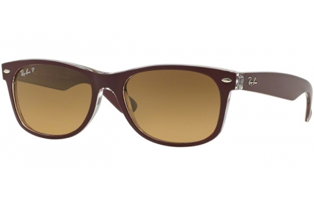 Sunglasses - Ray-Ban® - Ray-Ban® RB2132 NEW WAYFARER - 6054M2 TOP BORDEAUX ON TRANSPARENT // BROWN GRADIENT POLARIZED