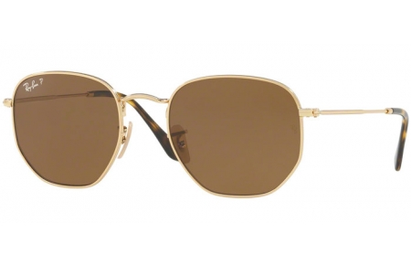 Sunglasses - Ray-Ban® - Ray-Ban® RB3548N HEXAGONAL - 001/57 GOLD // BROWN POLARIZED