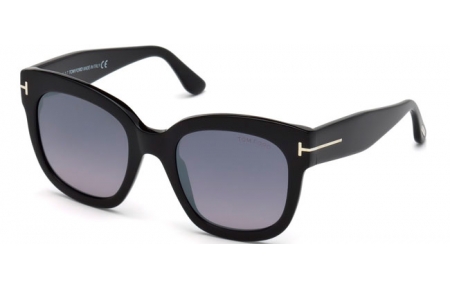 Sunglasses - Tom Ford - BEATRIX-02 FT0613 - 01C SHINY BLACK // GREY MIRROR