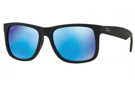 Gafas de Sol - Ray-Ban® - Ray-Ban® RB4165 JUSTIN - 622/55 BLACK RUBBER // GREEN MIRROR BLUE