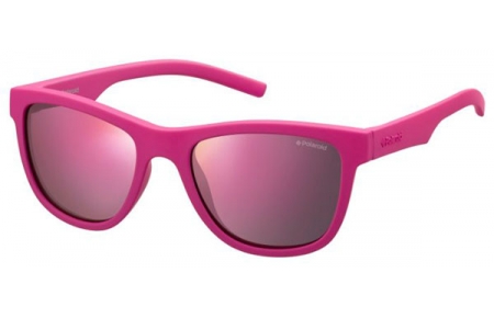 Lunettes Junior - Polaroid Junior - PLD 8018/S - CYQ (AI) DARK PINK // GREY PINK MIRROR POLARIZED