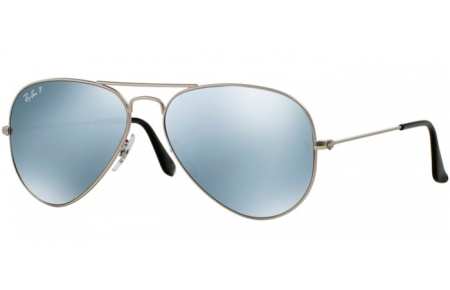 Sunglasses - Ray-Ban® - Ray-Ban® RB3025 AVIATOR LARGE METAL - 019/W3 MATTE SILVER // SILVER MIRROR POLARIZED