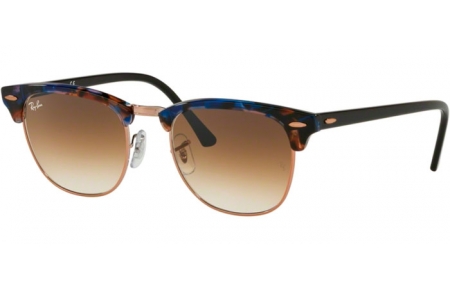 Sunglasses - Ray-Ban® - Ray-Ban® RB3016 CLUBMASTER - 125651 SPOTTED BROWN BLUE // BROWN GRADIENT